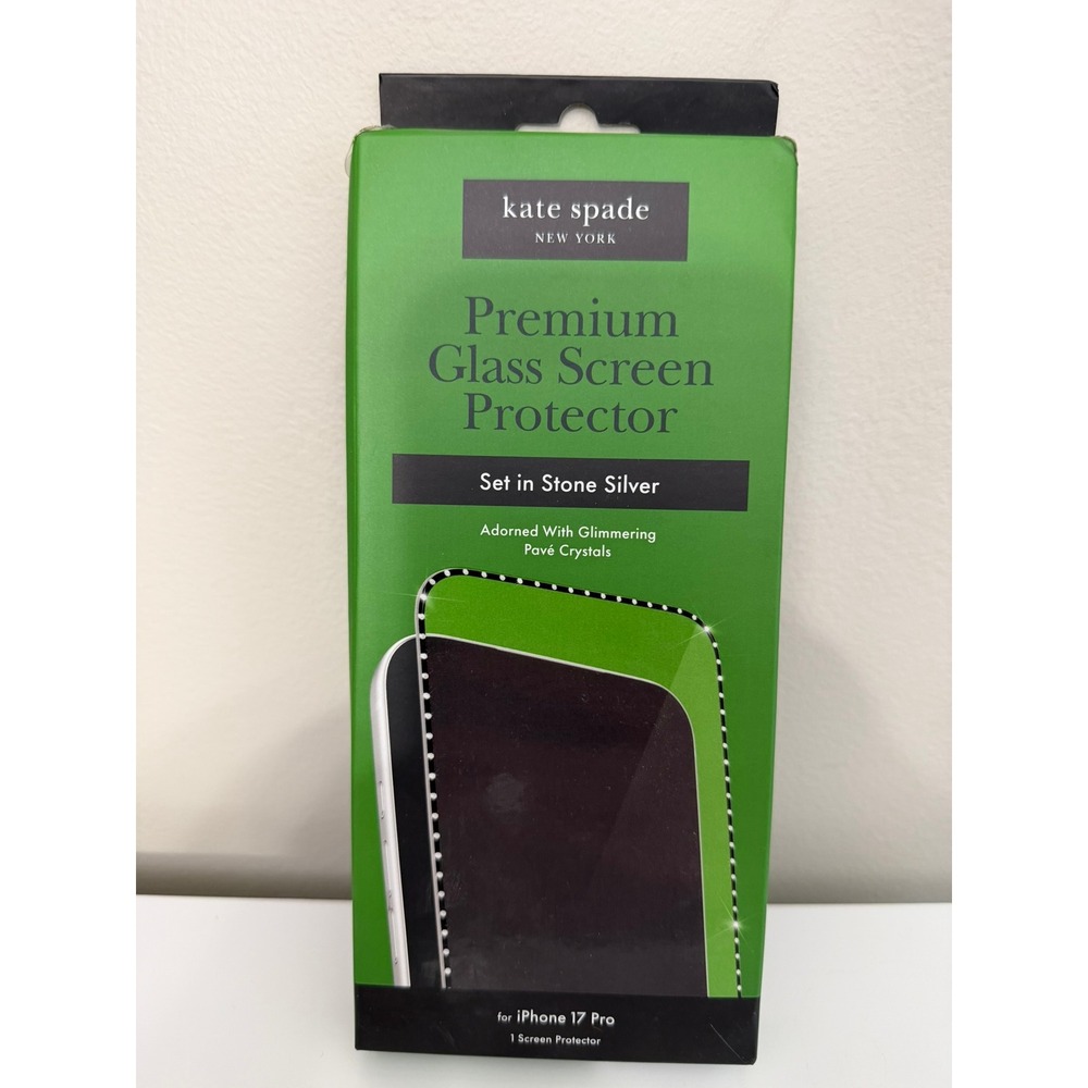 Kate Spade Screen Protector iPhone 17 Pro Silver Pavé Crystal NWT